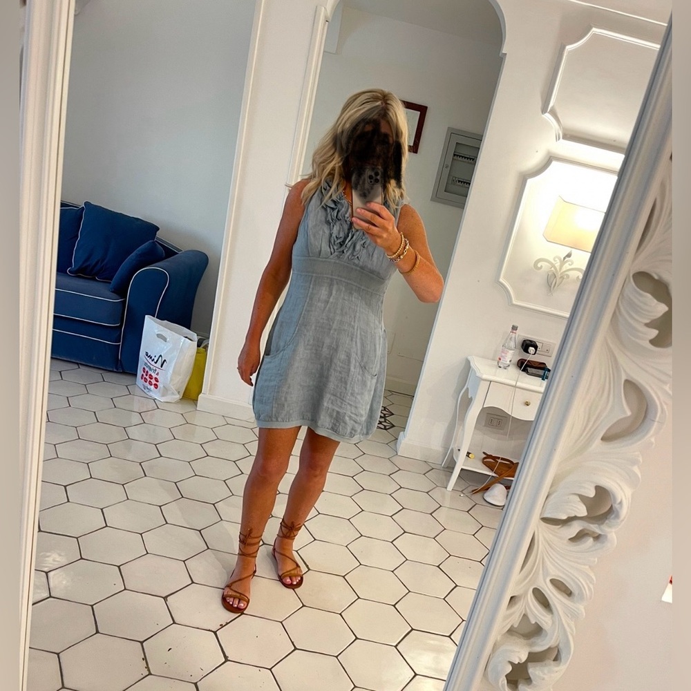Cornflower blue linen dress M